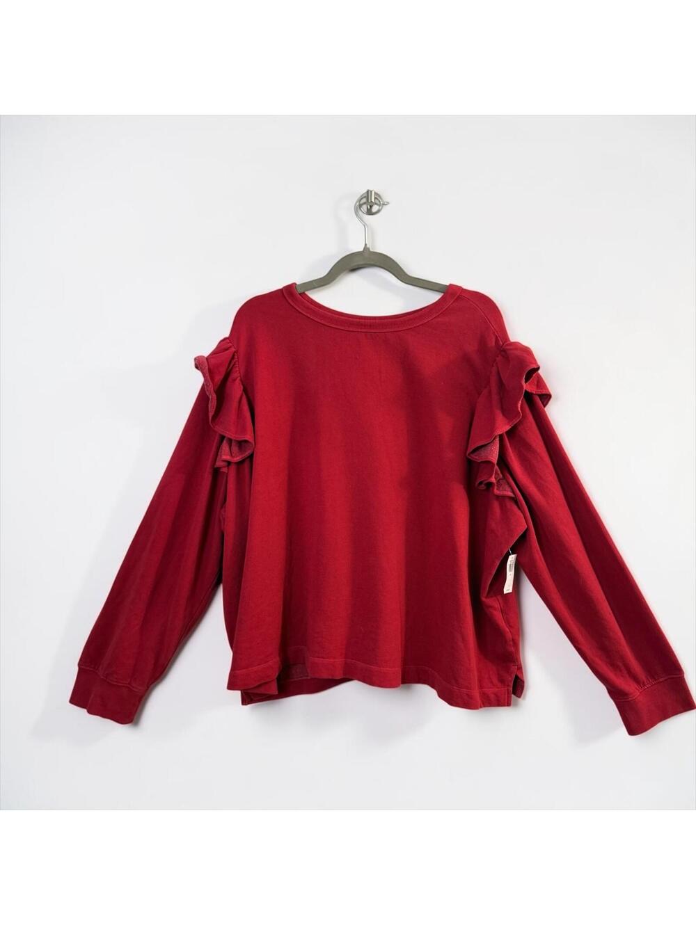 Old Navy Plus Size 3X Red Ruffle Sleeve Sweatshirt Pullover  NWT